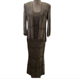 Damianou Elegant Patterned Dress and Jacket Set